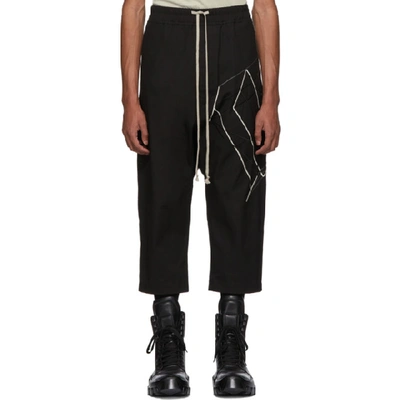 Rick Owens Embroidered Cropped Cotton Blend Trousers In 09117black