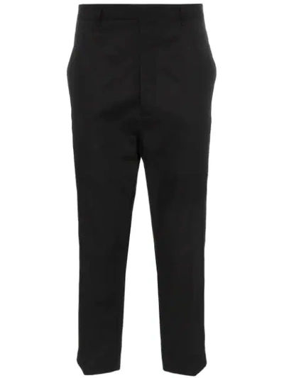 Rick Owens Rip Stop Cropped Trousers In Black