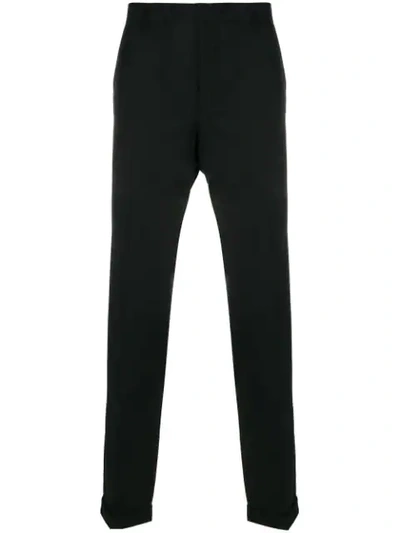 Prada Pleated Tapered Trousers In Black