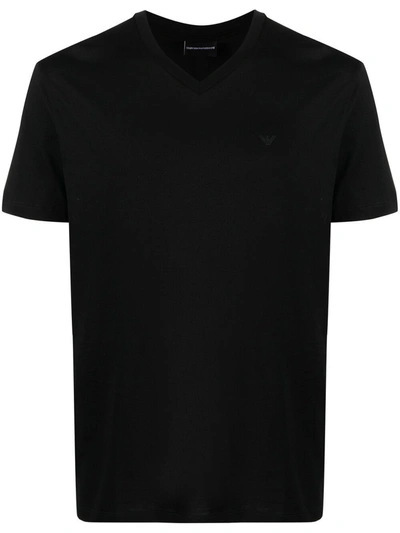 Emporio Armani Cotton T-shirt With Logo In Black