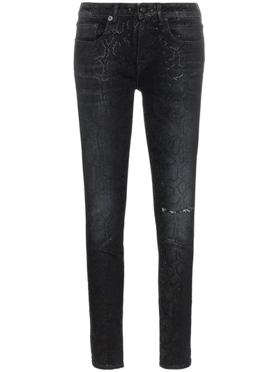 R13 Alison Snake Print Skinny Jeans In Black