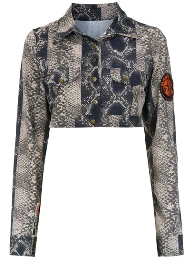 Amir Slama Cropped Printed Jacket In Brown