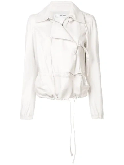 Altuzarra Livila Hooded Drawstring-waist Calf Leather Jacket In White