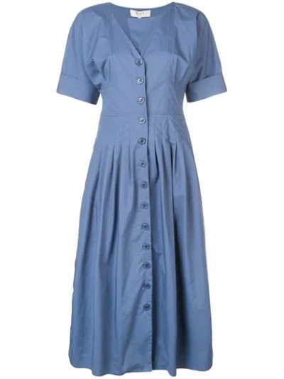 Sea Front Button Dress In Blue