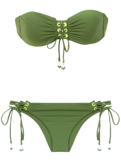Amir Slama Lace Up Bikini In Green