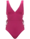 Amir Slama Lace Up Detail Swimsuit In Pink