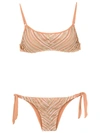 Amir Slama Printed Bikini Top In Neutrals