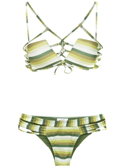Amir Slama Striped Bikini In Green