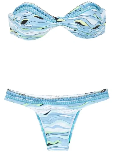 Amir Slama Printed Bikini In Blue