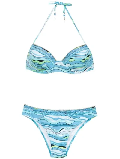 Amir Slama Embroidered Bikini In Blue