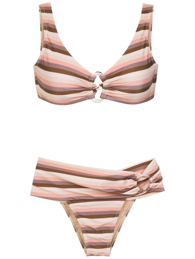 Amir Slama Striped Bikini In Neutrals