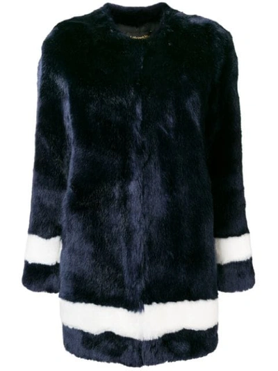 La Seine & Moi Petra Faux Fur Coat In Blue