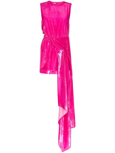 Halpern Dropped Waist Hi-sheen Mini Dress In Pink