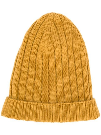 Holland & Holland Cashmere Knited Beanie In Yellow