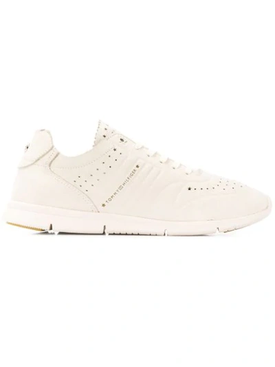 Tommy Hilfiger Perforated Runner Sneakers In Neutrals