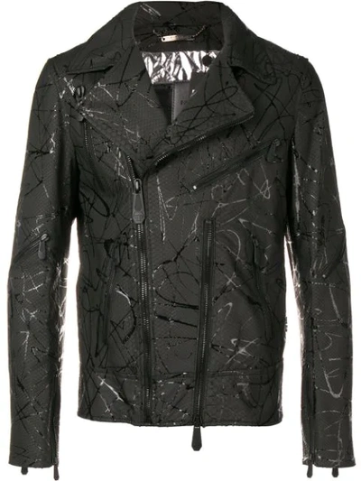 Philipp Plein Strange Biker Jacket In Black