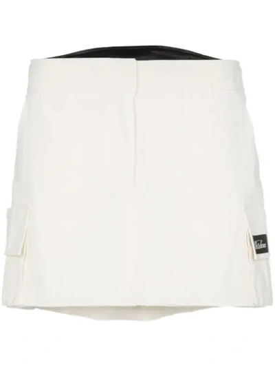 We11 Done We11done Utility Side Pocket Cotton Blend Mini Skirt In White