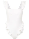 Clube Bossa Ruffled Barbette Swimsuit In White