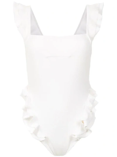 Clube Bossa Ruffled Barbette Swimsuit In White