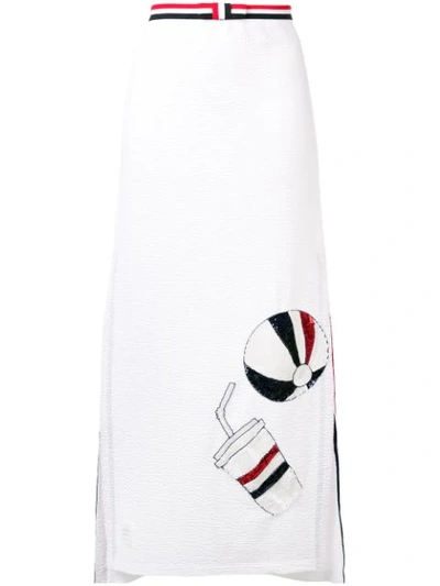 Thom Browne Sequin Icon Seersucker Slip Skirt - White