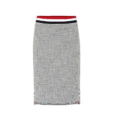 Thom Browne Textured Tweed Pencil Skirt In Basic