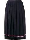 Thom Browne Tipping Stripe Long Pleated Skirt In Blue