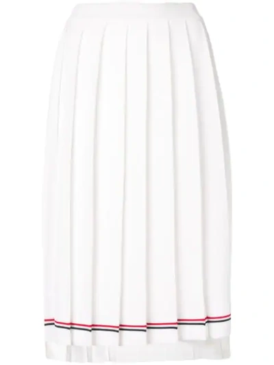 Thom Browne Pleated Striped Stretch-knit Skirt In White