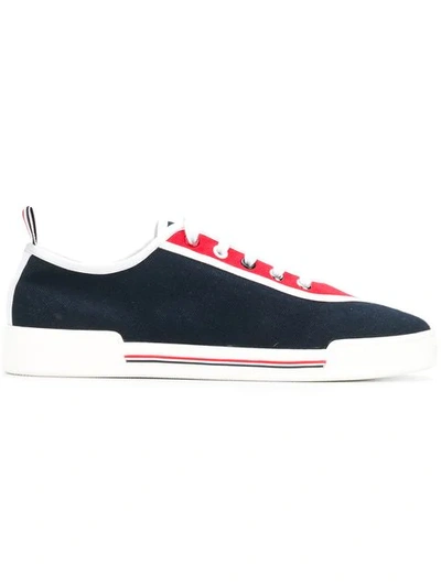 Thom Browne 4-bar Paper Label Canvas Trainer In Blue