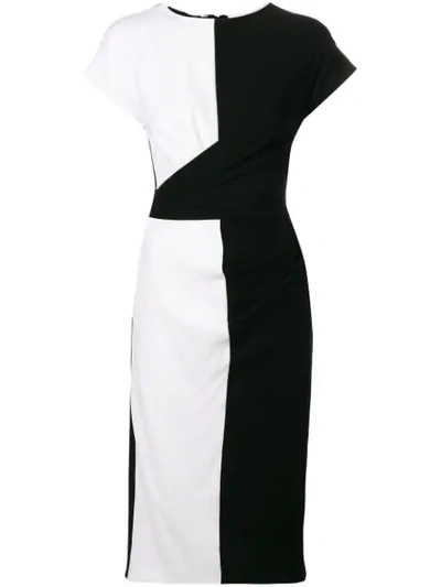 Talbot Runhof Bi-colour Fitted Dress In White