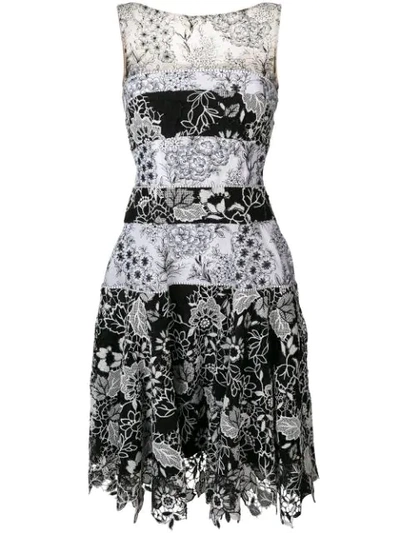 Talbot Runhof Floral Embroidered Midi Dress In Black