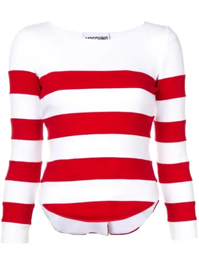 Moschino Striped Sweatshirt In White