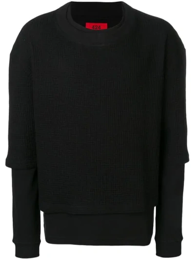 424 Crew Neck Layered Sweatshirt In Black