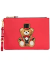 Moschino Teddy Print Clutch Bag In 1115 Red