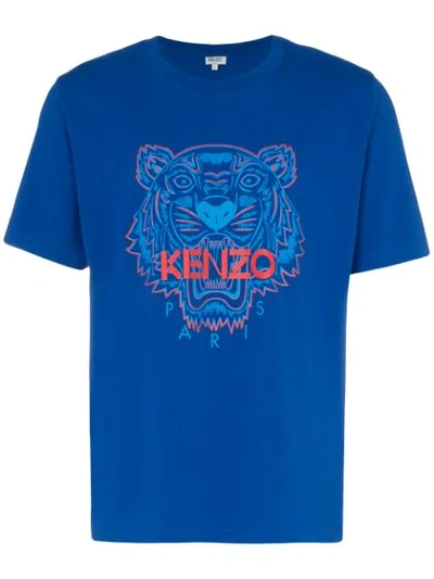 Kenzo Cotton Tiger Short Sleeved T-shirt In Blue