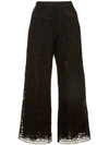 Adam Lippes Corded Lace Cropped Trousers In Black