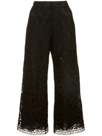 Adam Lippes Corded Lace Cropped Trousers In Black
