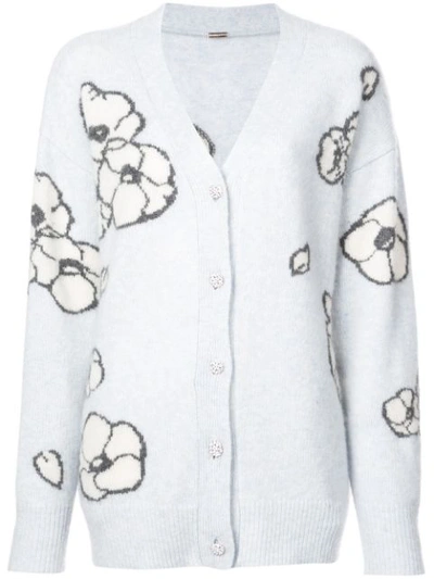 Adam Lippes Floral Intarsia Cashmere Cardigan In White