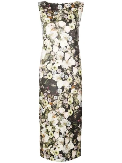 Adam Lippes Floral Leather Dress In Black