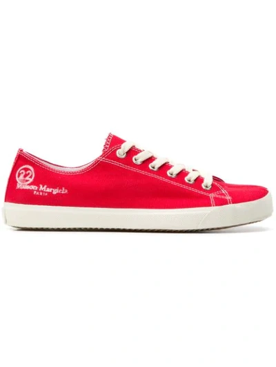 Maison Margiela Denim Tabi Toe Sneakers In T4029 Red