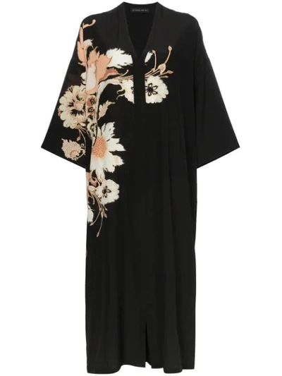 Etro Floral-print Silk Crepe De Chine Midi Dress In 1 Black