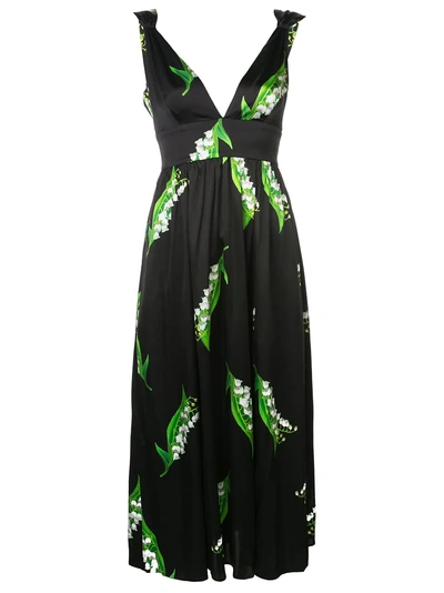 Cynthia Rowley Lily Print Midi-dress - Black