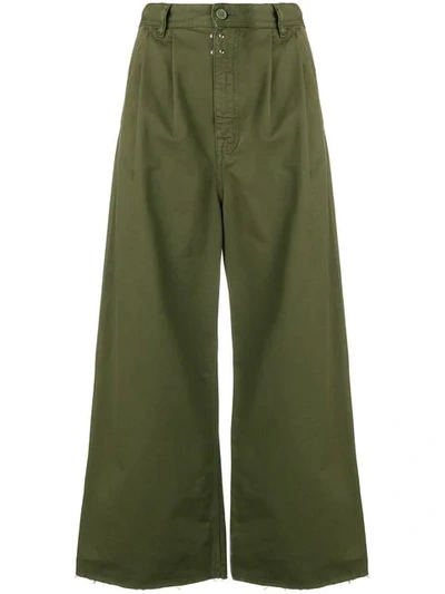 Mm6 Maison Margiela Cropped Palazzo Pants In Green