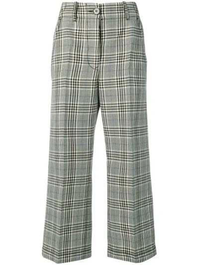 Mm6 Maison Margiela Checked Cropped Trousers In White