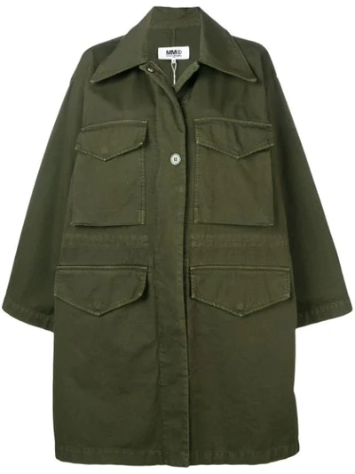 Mm6 Maison Margiela Oversized Military Jacket In Green Mm6 Maison Margiela Oversized Military Jacket In Green