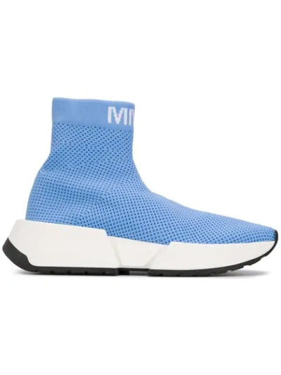 Mm6 Maison Margiela Logo Mesh Sock Sneakers In Sky Blue