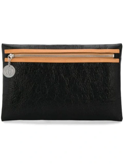 Mm6 Maison Margiela Textured Clutch Bag In Black