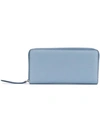 Maison Margiela Textured Zip Around Wallet In Blue