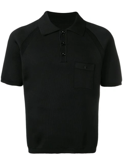 Maison Margiela Technical-knit Polo Shirt In Black