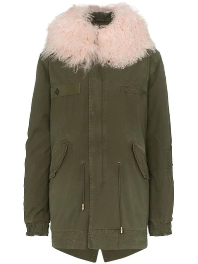 Mr & Mrs Italy London Mongolian Lamb Fur Collar Parka In Green