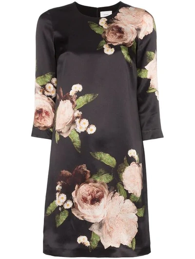 Erdem Kleid Mit Rosen-print In Black